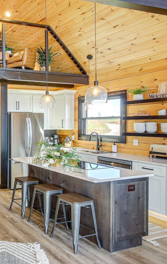 Cabin on Pointe Modern Kitchen Log Homes